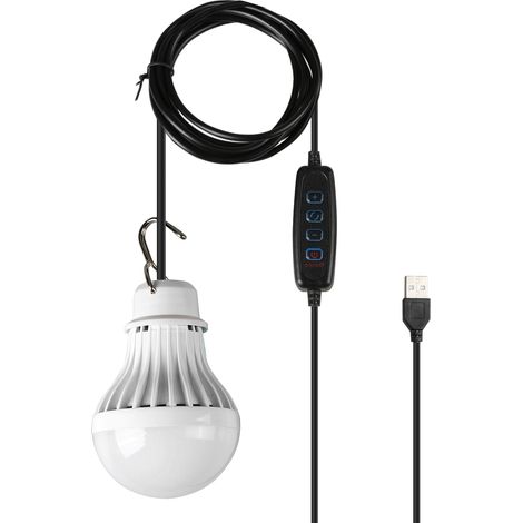 Lámpara LED USB para exteriores, luz blanca cálida, brillo ajustable, gancho para colgar, ideal para acampar, hacer senderismo y emergencias. Lámpara portátil. (1/5)