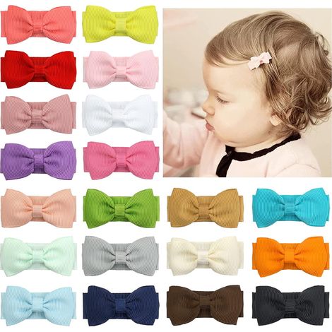 Barrettes à cheveux snap pour bébé fille Tiny Bow barrettes antidérapantes pour tout-petits cheveux fins Mini Bow (20pcs) (1/5)