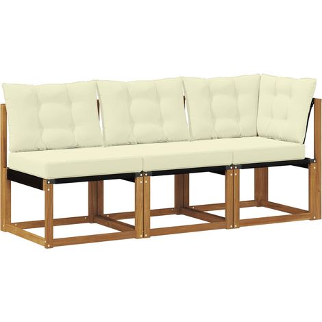 Maison Exclusive - Outdoor Mittel- und Ecksofa mit Kissen 3 Stück
