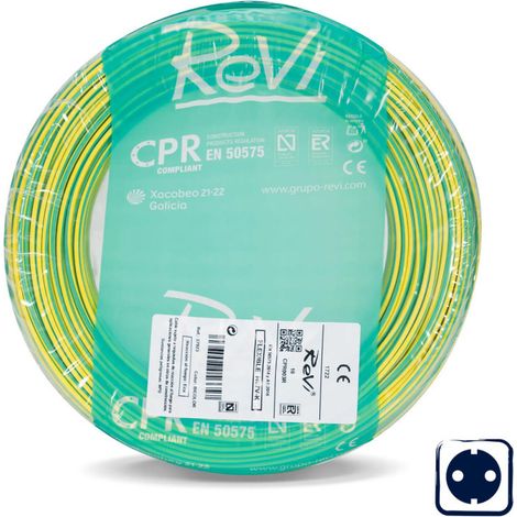 Cable Electrico 2,5 mm2 Verde/Amarillo 200 m Hilo PVC Cable para Electricidad (1/5)