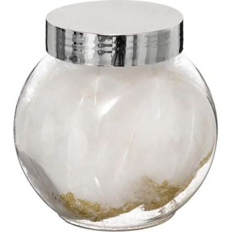 Paris Prix - Lot De 50 Plumes Déco bocal 10cm Blanc & Or