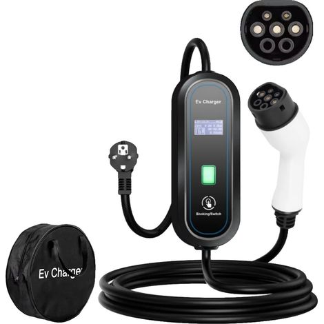 Cargador para coche eléctrico, corriente ajustable, diseño portátil, 3,5 kW 16 A Tipo 2 (1/2)