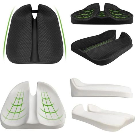 Mousse à Mémoire De Forme Coussin Siege Voiture Rehausseur Auto Coussin De Siège De Voiture Conducteur Passager Respirante Pour D'assise Maille C (1/3)
