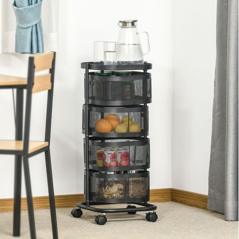 Mueble auxiliar con ruedas 4 niveles acero OKMYHOME (1/5)