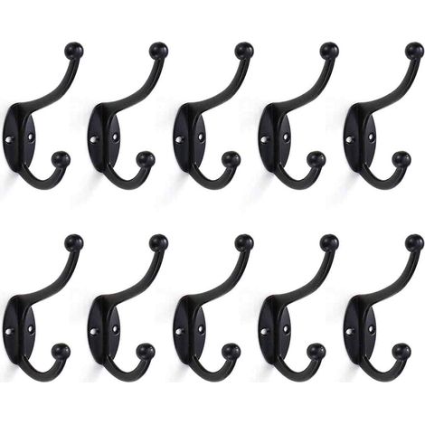 10 Pcs Rétro Crochet Patère Porte Manteau Mural Vintage Crochet de Porte Métal pour Salle de Bain Cuisine Chambre Entrée (Black) (1/5)