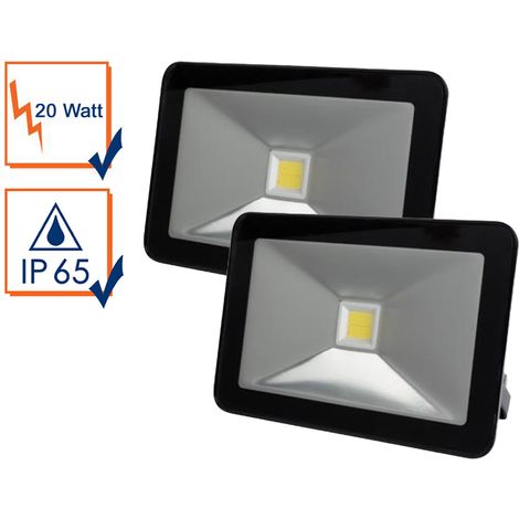 20 Watt LED Strahler 2er SET, 3000 Kelvin Warmweiß, IP65, 13x18cm (1/4)