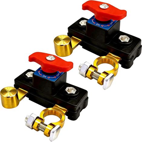 Coupe Circuit Batterie Voiture 12V-24V Interrupteur de Déconnexion 2Pcs Cuivre Pur Haute Conductivité pour Auto Moto Bateau (1/5)