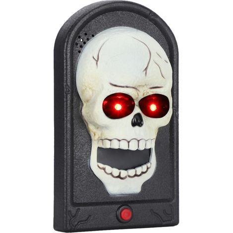 Sonnette de porte effrayante en forme de crâne pour Halloween, accessoire de sonnette avec lumière pour une fête sur le thème des maisons hantées (1/5)