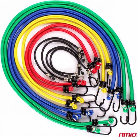 Cordes élastiques en caoutchouc pour attacher les bagages, lot de 12 pièces. amio-02836 (1/5)
