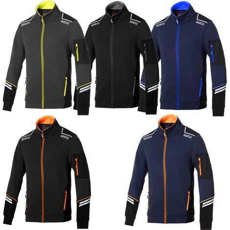 Sparco felpa tech full zip Alabama in cotone Nero/Arancio Fluo Tg. M maniche rinforzate con inserti anti abrasione e strisce riflettenti Nero/Arancio M (1/5)