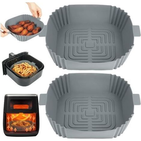 Zubehör für Heißluftfritteusen, 2-teilige Silikon-Heißluftfritteusenform, 20 cm quadratische, flache Silikon-Heißluftfritteusenform, Philips-Fritteusenzubehör