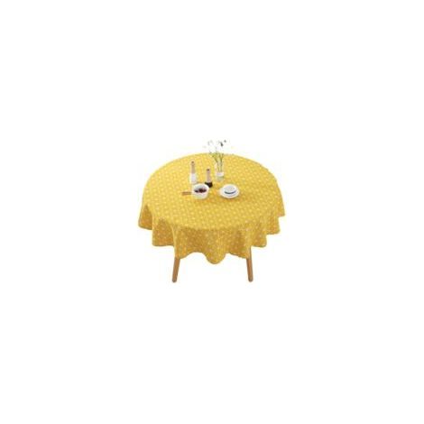 Nappe ronde – Motif riz jaune – Bord roulé – Diamètre 150 cm (1/5)