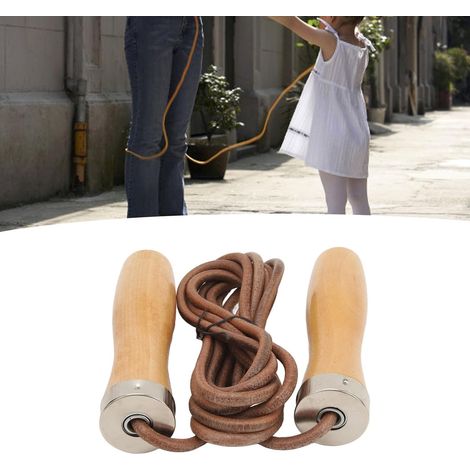 Corde de saut, poignée en bois de cube à vache portable une corde à sauter très efficace, pour exercice de fitness (1/5)