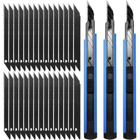 Cuttermesser 9mm 3 Stück 30 Abbrechklingen Folie Tapete Blau (1/5)