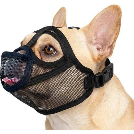 Dog Muzzle for Small Dogs (15-25inches) Black Breathable Comfortable Anti Barking Chew Licking Adjustable Mask Short Dog Muzzle for Walks Training Daily Safety (1/5)