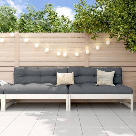 vidaXL Canapés centraux de jardin 2pcs blanc 120x80 cm bois pin massif