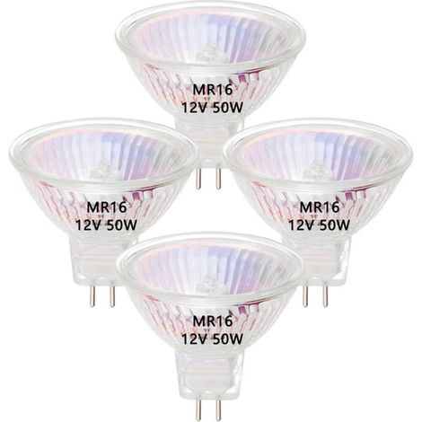 MR16 Ampoule Halogène,50W 12V MR16 GU5.3 Spot halogène,Blanc Chaud,4 PCS Couleur:Blanc Chaud (1/5)