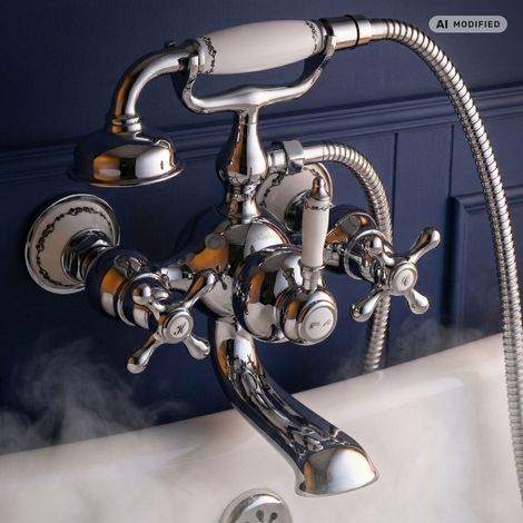 Robinet de baignoire PaulGurkes Nostalgie Retro Style Campagne avec Douche en Céramique