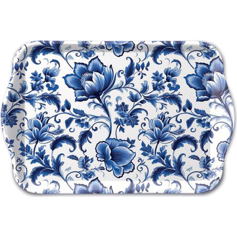 Mini plateau fleurs bleues 20,5 x 13,5 cm