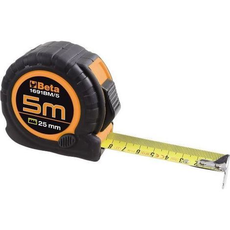 Mètre À Ruban - 5 M - Boîtier Abs Antichoc Bi-matières - Ruban Acier - Précision Classe Ii - 1 Pièce