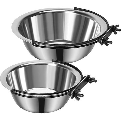 Gamelles pour chien, Gamelle pour cage, Lot de 2 gamelles anti-déversement pour nourriture et eau, à suspendre dans la cage (1/5)