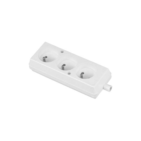 Tragbare Steckdose mit Erdung, weiß, 16 A, 3x2P+Z