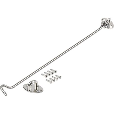 2pcs Loquet à crochet et à œillet, crochet de porte en acier inoxydable, loquet à œillet Serrure de Porte de Grange crochets crochet et loquet à œillet pour portails en fenêtre loquet 8 Inch (1/5)