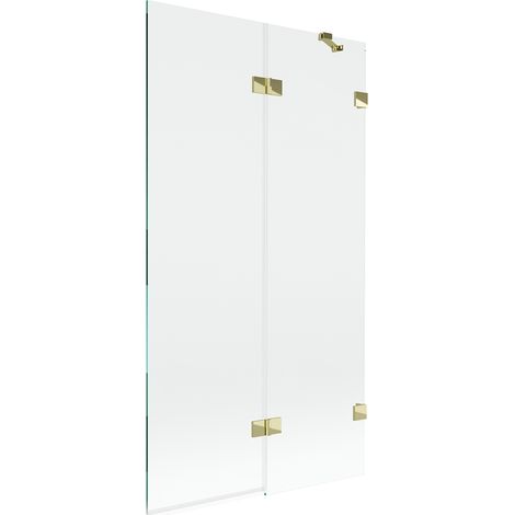 Mexen Lunar Duschwand 2-teilig rechts 100 x 150 cm, transparent, gold - 897-100-100-50-00-P (1/5)