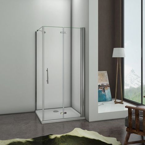 Mamparas Angular Puerta Plegable con Panel Fijo Cristal Antical 6mm 100x70x195cm (1/5)