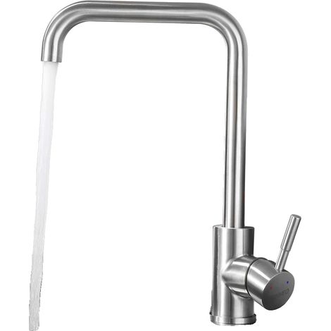 Robinet de cuisine, construction en acier inoxydable, design contemporain, Chrome, G3/8 (1/5)