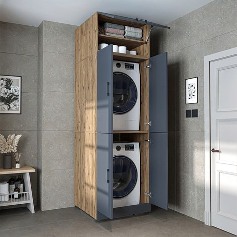 Roomart DORA-II Waschmaschinenschrank 70 cm, Anthrazit-Eiche