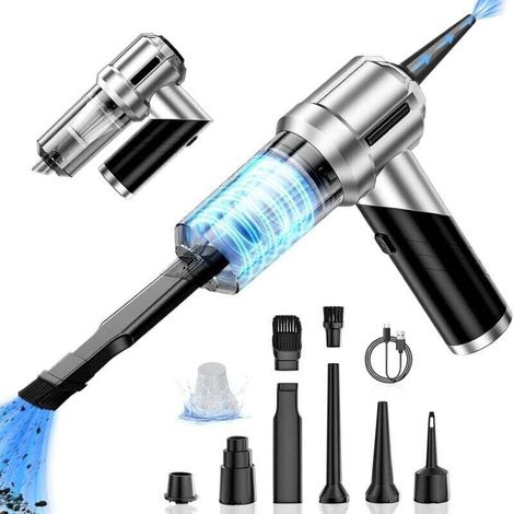 Aspirapolvere per auto senza fili, mini aspirapolvere portatile 2 in 1 potente con luce LED, aspirapolvere portatile ricaricabile tramite USB per liquidi e solidi, ideale per animali domestici, casa e