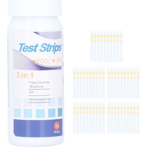 Bandelettes de Test d'eau de piscine et Spa 3 en 1, 50 points, papier de Test d'alcalinité du PH du chlore/brome libre