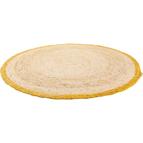 Alfombra redonda de yute color marrón d120x1