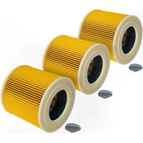 Lot de 3 filtres plissés (cartouche filtrante jaune) compatibles avec les aspirateurs A2500/A2554/A2574 (1/5)