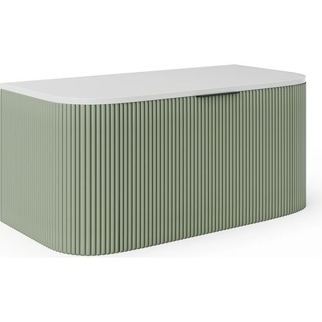 Meuble sous vasque suspendu strié - Vert mat - 100 cm - LOMERI (1/4)