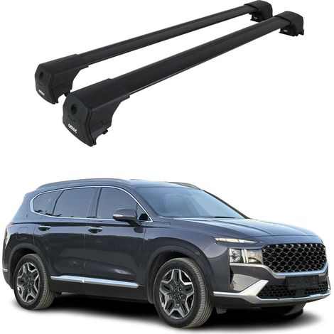 OMAC Barres de toit en aluminium pour Hyundai Santa Fe IV 2019-2023 – City Crash – ISO/PAS 11154:2006 – Antivol inclus – Charge max 75 kg – 2 barres Noir (1/4)