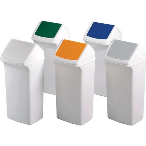 Papelera de reciclaje 40l H747xW320xF366mm blanco amarillo con tapa DURABLE