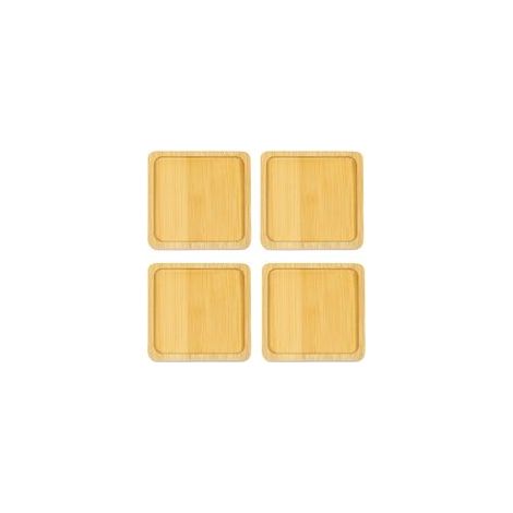 Set mit 4 Holzuntersetzern – Handgefertigte, dicke und hitzebeständige Untersetzer, geeignet für Büros, Bars und Bauernhöfe – Einzigartige Untersetzer aus natürlichem Bambus zum Schutz Ihrer Produkte 