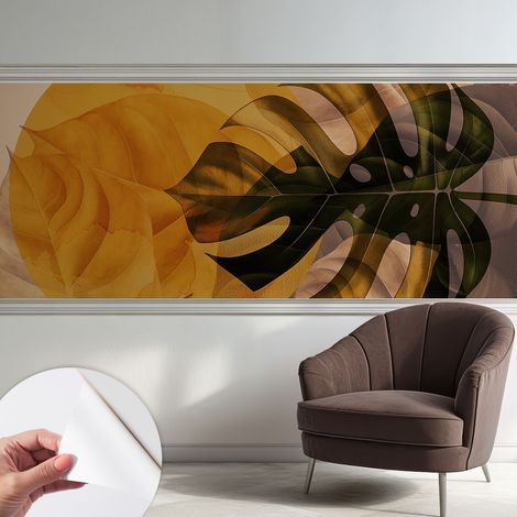 Carta da parati autoadesiva - Fotomurale adesivo - design elegante - stile moderno - Foglie astratte 250x104 cm (1/5)