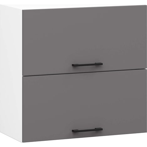Armoires de cuisine haute AKORD W60 OLIWIA G2 Blanc 60 cm 2 portes façade Gris Graphite 2 étagères 60x30x58 cm (1/5)