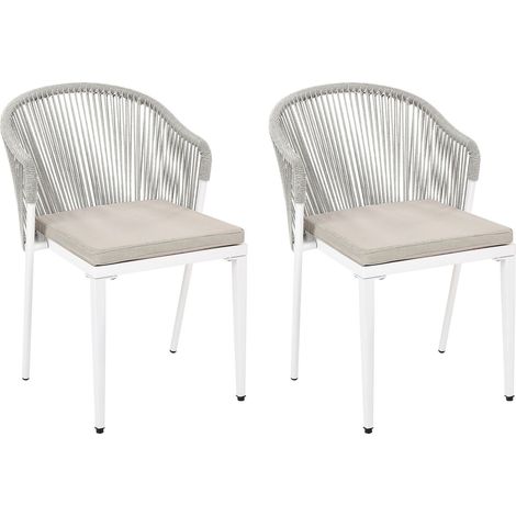 Set mit 2 Stühlen und Sitzkissen PARANEA Metall Cremeweiß (1/5)
