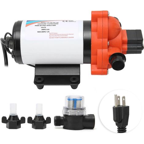 Pompe à membrane hydraulique, auto-amorçante électrique, 11,6 L/min, 3,0 G/min, compatible CC, marine et domestique (115 V) (1/5)