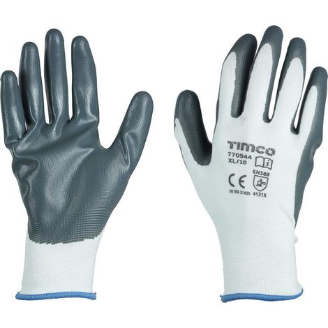 TIMCo Secure Grip Gloves Smooth Nitrile Foam Coated Polyester Size X Large