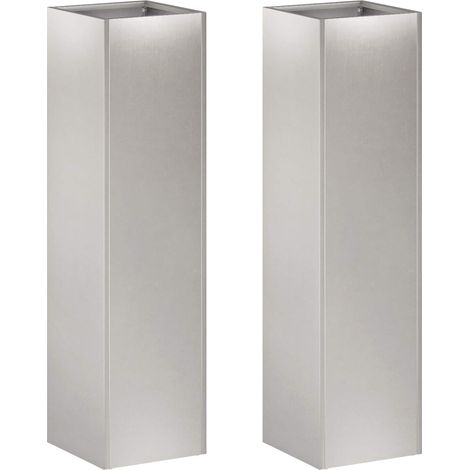 Maison Exclusive - Vaso da giardino 2 pz Argento 20 x 20 x 75 cm Acciaio Inox (1/5)