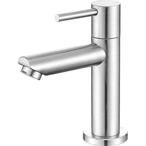Robinet Lave Main Eau Froide avec Bec Hauteur 9,34 cm, Robinet Lavabo Eau Froide pour WC, Mitigeur Eau-Froide Uniquement pour Salle de Bain