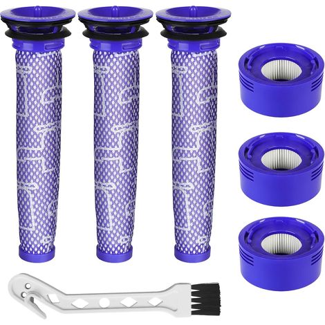 Kit Filtre Aspirateur - 6 Pièces - Coton Et Polypropylène - Remplacement HEPA - Pour Dyson V7 V8 - Bleu (1/5)