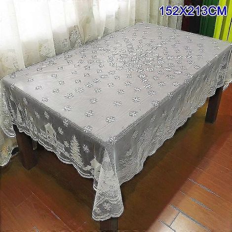 Nappe de Noël brodée Père Noël Bonhomme de neige Élan, nappe ronde/carrée en dentelle neuve (1/5)