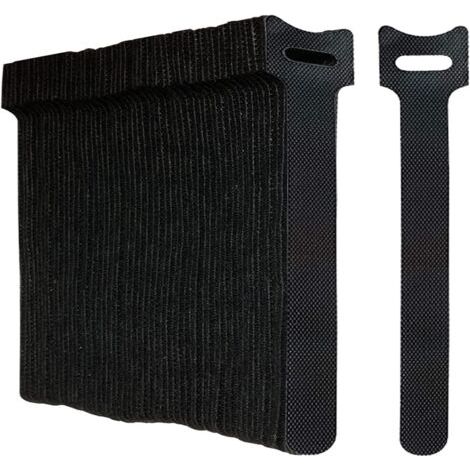 Sollbry Lot de 100 Noir Attaches de Câble Sangle Réutilisable Scratch Serre Câble Bande avec Crochet et Boucle pour la Gestion des Câbles Organisation (1/4)