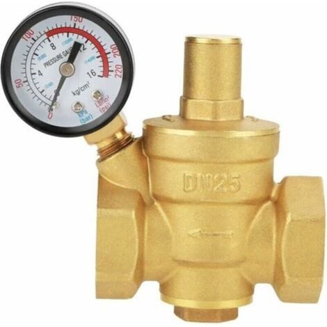 Régulateur De Pression, Laiton Régulateur De Pression, Dn25 Réglable En Laiton Régulateur De Pression D'eau Réducteur Avec Compteur De Jauge (1/4)